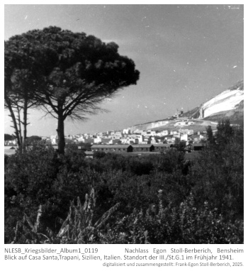 Blick auf Casa Santa,Trapani, Sizilien, Italien. Standort der III./St.G.1 im Frühjahr 1941. NLESB_Kriegsbilder_Album1_0119