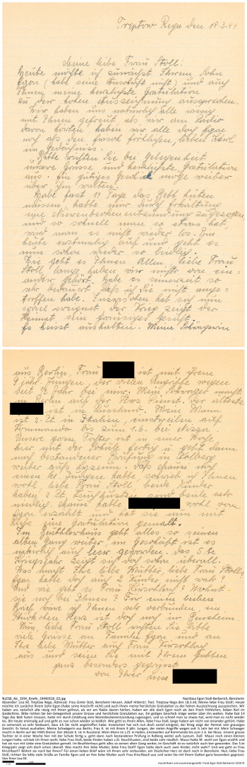 Ausführliches persönliches Schreiben einer Freundin der Familie. NLESB_Ab_1934_Briefe_19440320_04.