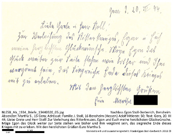 Glückwunschschreiben an die Mutter und den Stiefvater Egon Stoll-Berberichs. NLESB_Ab_1934_Briefe_19440320_05.