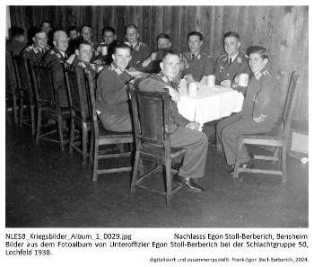 Bilder aus dem Fotoalbum von Unteroffizier Egon Stoll-Berberich während seiner Dienstzeit bei der Schlachtgruppe 50, hier: Die Unteroffiziere der Staffel der Schlachtgruppe 50 in Lechfeld 1938. NLESB_Kriegsbilder_Album1_0029. Bilder aus dem Fotoalbum von Unteroffizier Egon Stoll-Berberich während seiner Dienstzeit bei der Schlachtgruppe 50, hier: Die Unteroffiziere der Staffel der Schlachtgruppe 50 in Lechfeld 1938. NLESB_Kriegsbilder_Album1_0029.