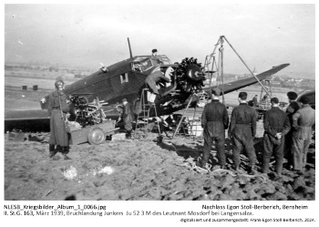 II./St.G. 163, März 1939, Bruchlandung Junkers Ju 52 3 M des Leutnant Mosdorf bei Langensalza. NLESB_Kriegsbilder_Album1_0066. II./St.G. 163, März 1939, Bruchlandung Junkers Ju 52 3 M des Leutnant Mosdorf bei Langensalza. NLESB_Kriegsbilder_Album1_0066.