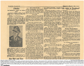 Zeitungsartikel aus dem Bergsträßer Anzeigeblatt vom 15. März 1944 mit namentlicher Nennung Egon Stoll-Berberichs. NLESB_Ab_1934_Briefe_19440314_HT_RK